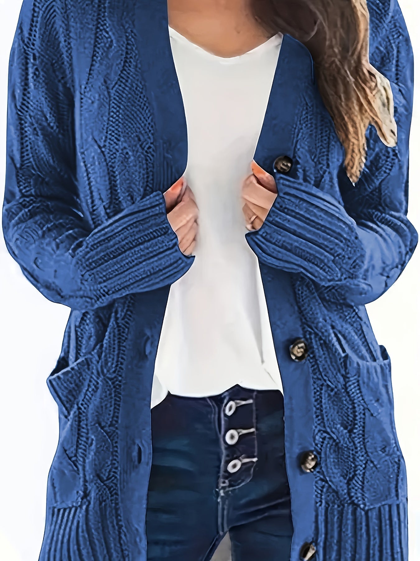 Harriet | Plus Size Cable-Knit Button Cardigan