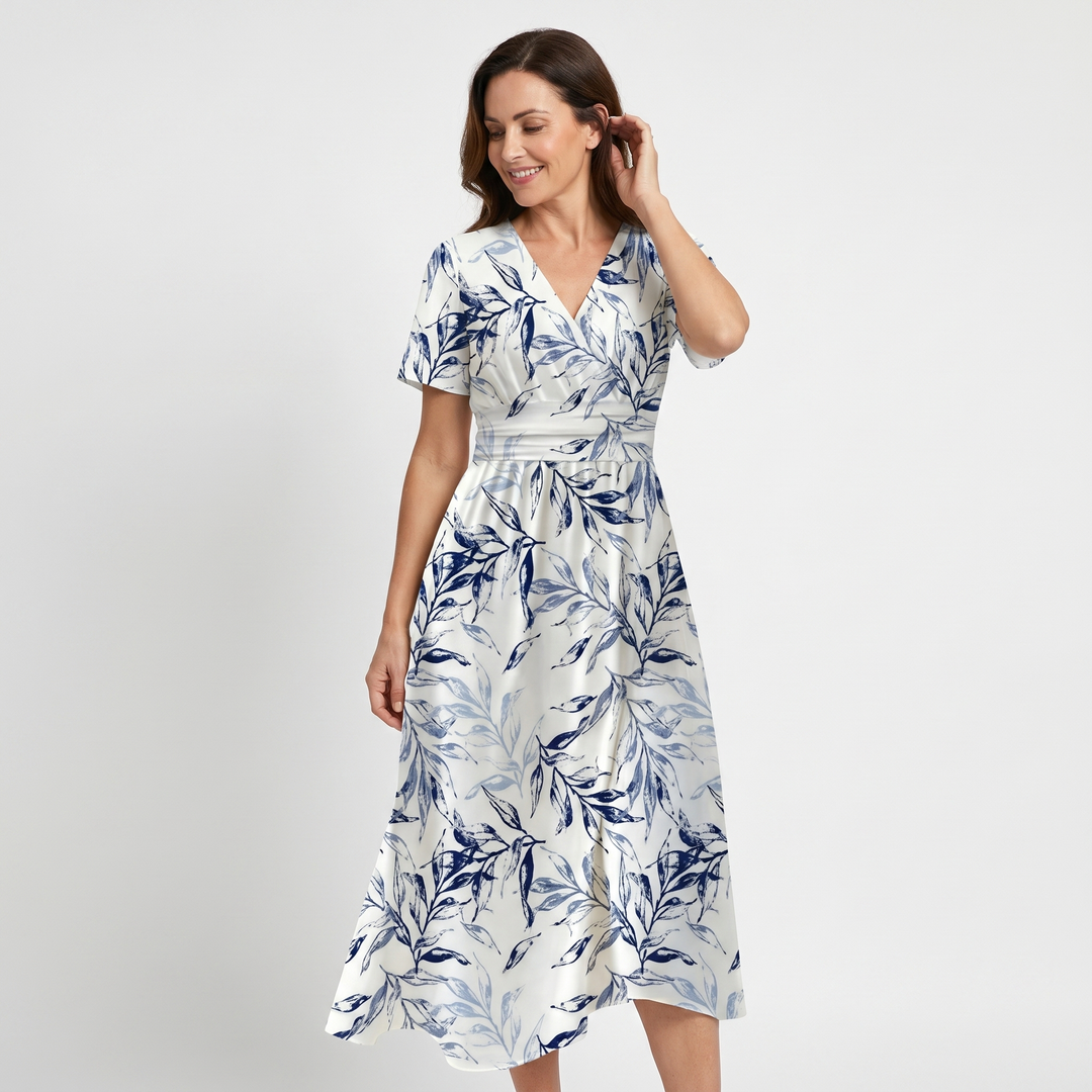 Ariana | Midi Dress with V Neckline and Floral Print