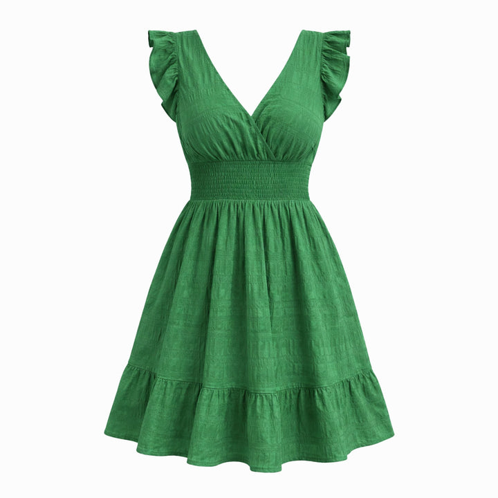Selina | V-Neck Pleated Dress – Slim Fit Elegant Style