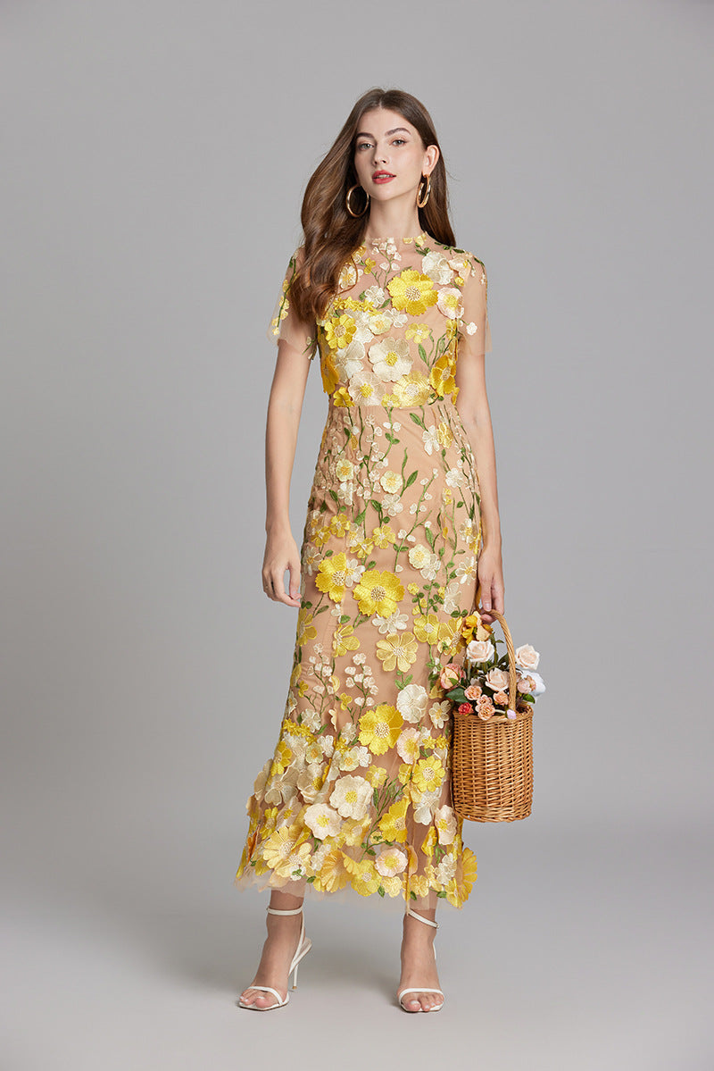 Marlowe | Tulle Floral Evening Dress with 3D Appliques