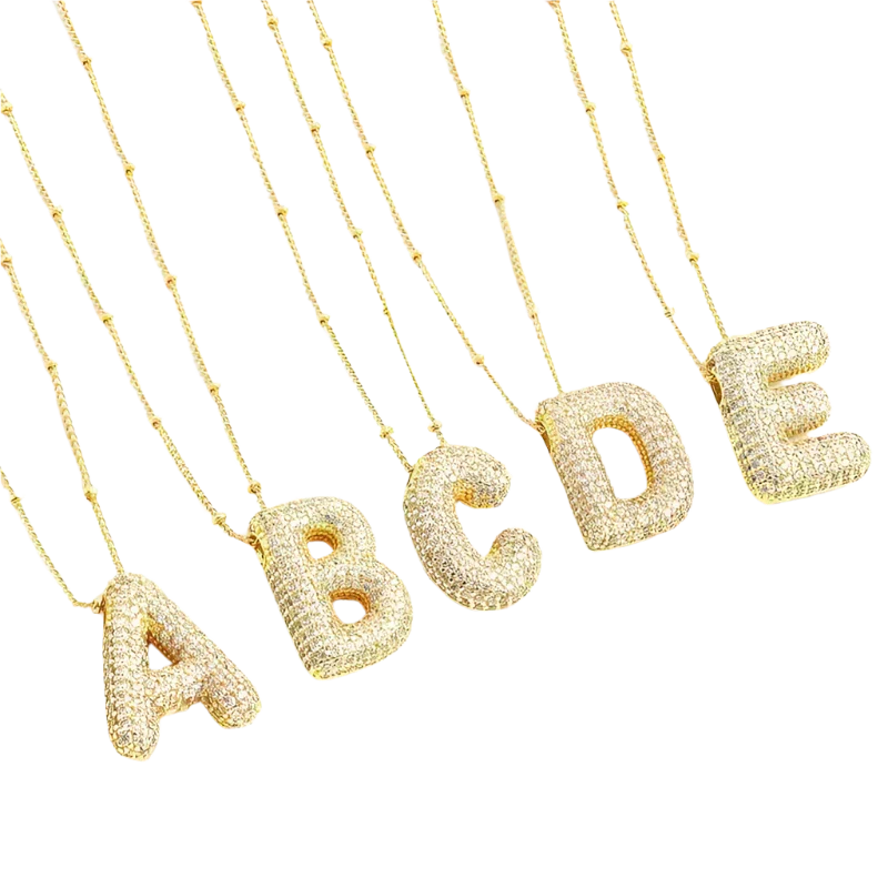 Gold Bubble Letter Necklace