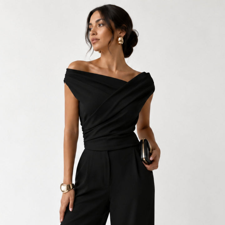 Sofia | Elegant Shoulder Top Blouse - Draped Refined Style