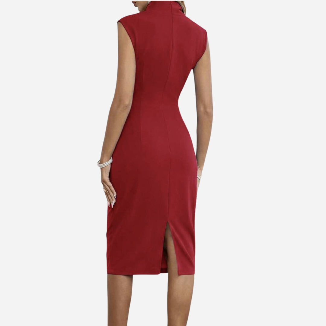 Lucia | Twist Textured Bodycon Dress – Elegant V-Neck Style