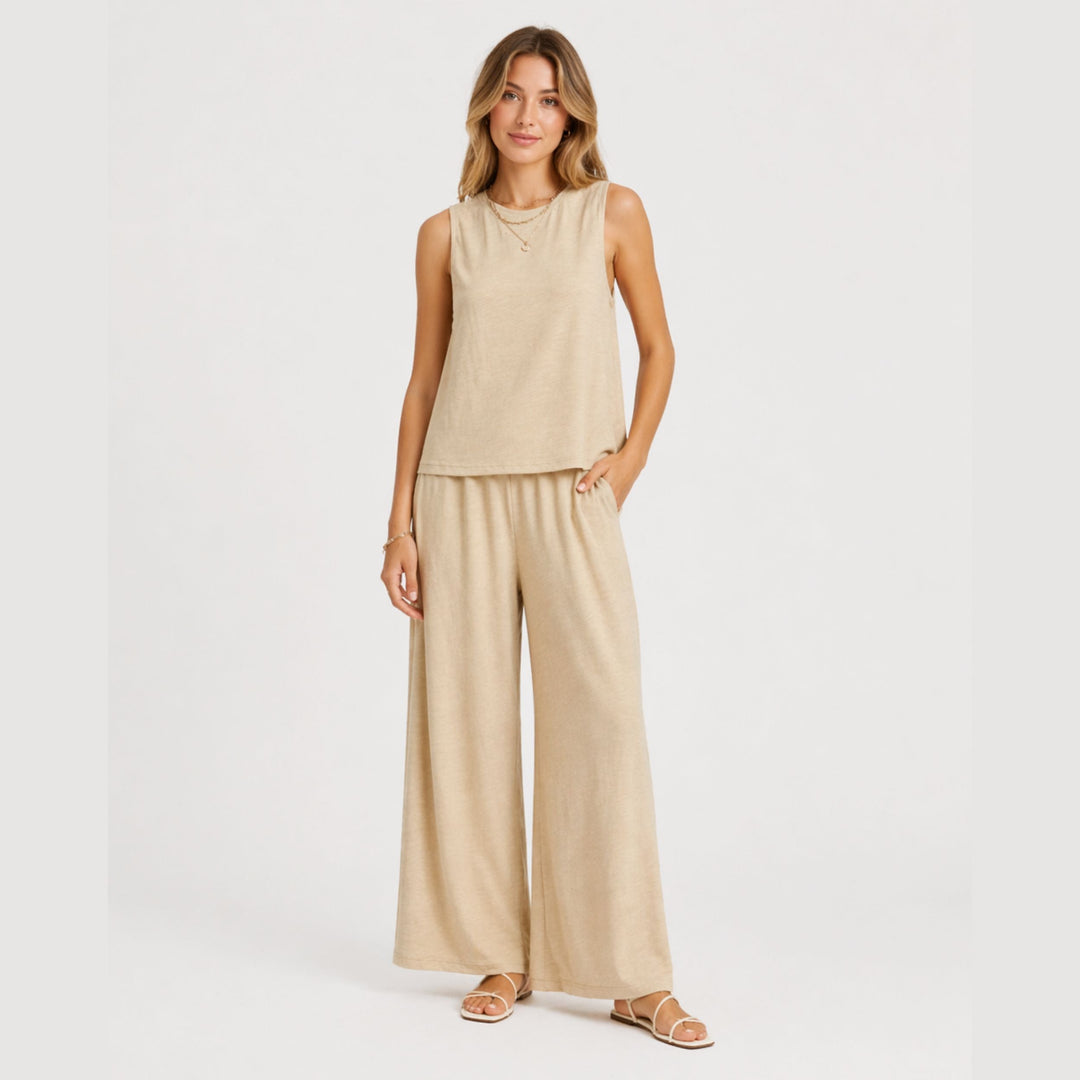 Evelyn | Two-Piece Linen-Look Set – Elegant Summer Co-Ord