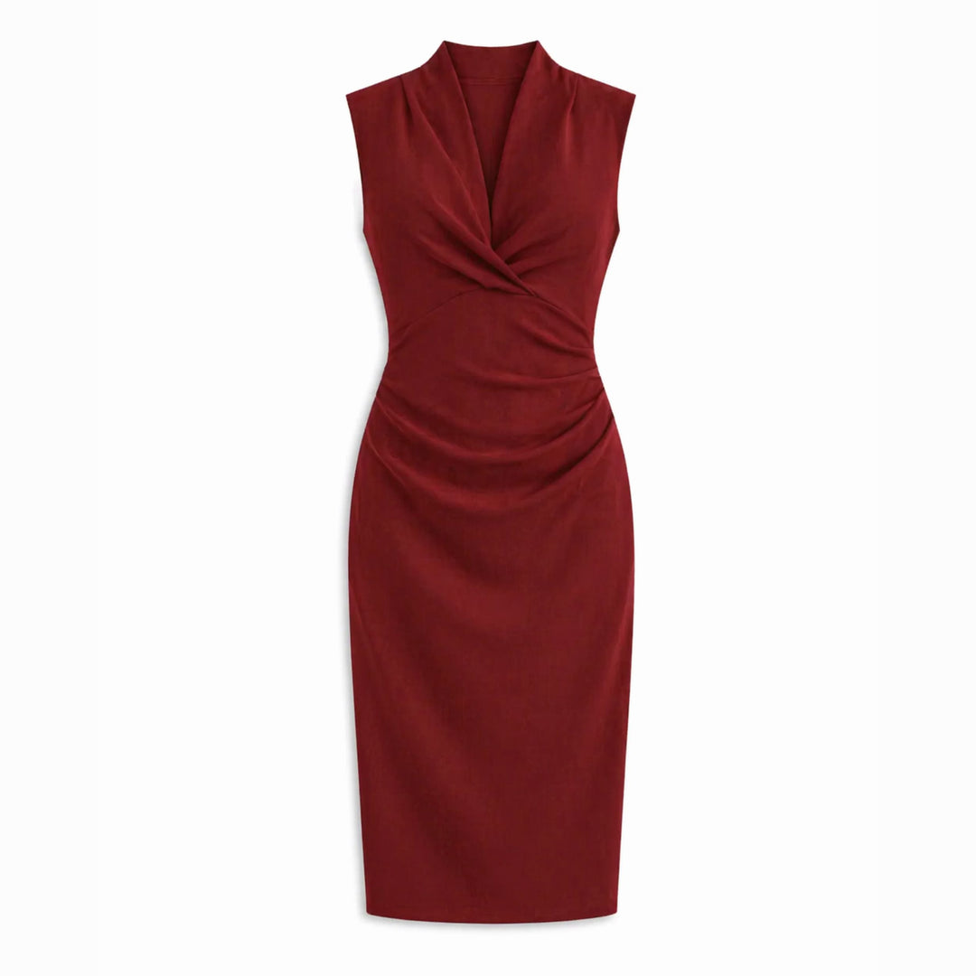 Lucia | Twist Textured Bodycon Dress – Elegant V-Neck Style