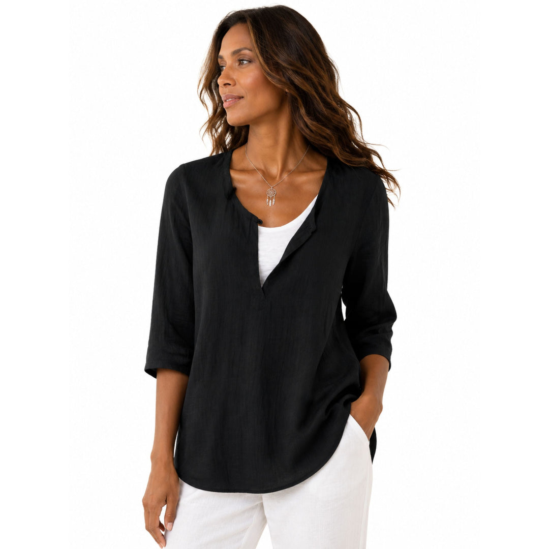 Ava | Linen-Blend Layered Blouse - Airy Elegant Style