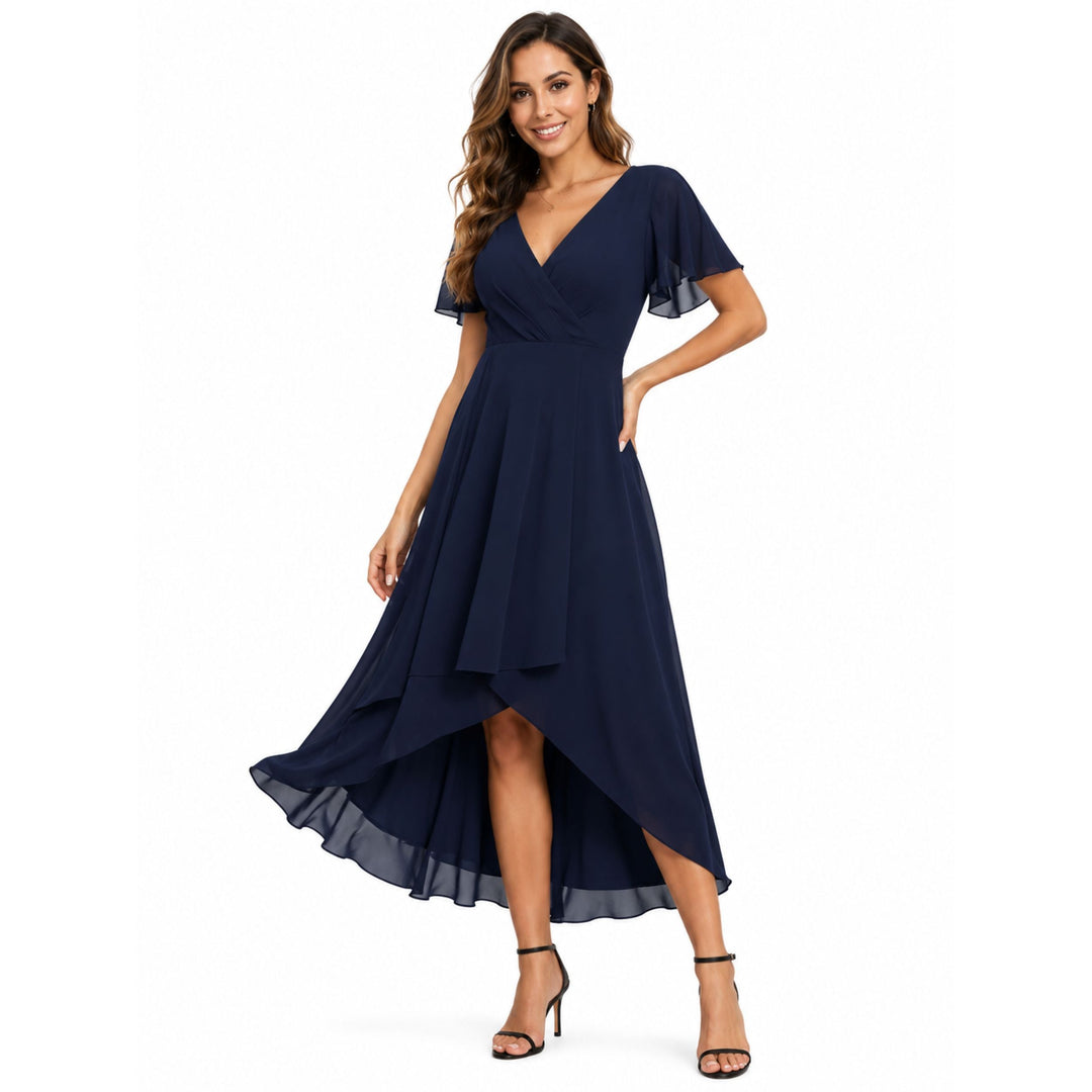 Aria | V-Neck Wrap Midi Dress – Elegant Everyday Style