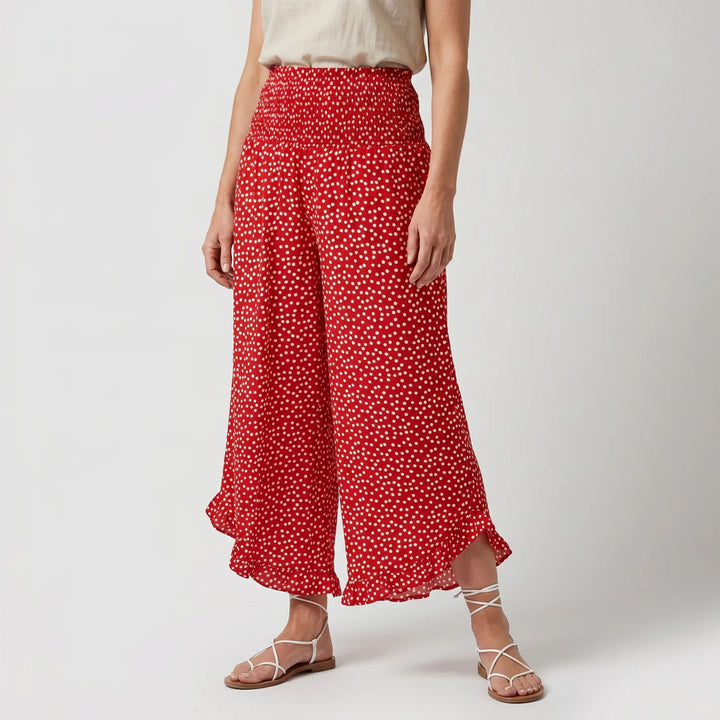 Lily | Flowy Dot Print Wide-Leg Trousers - Summer Comfort Style