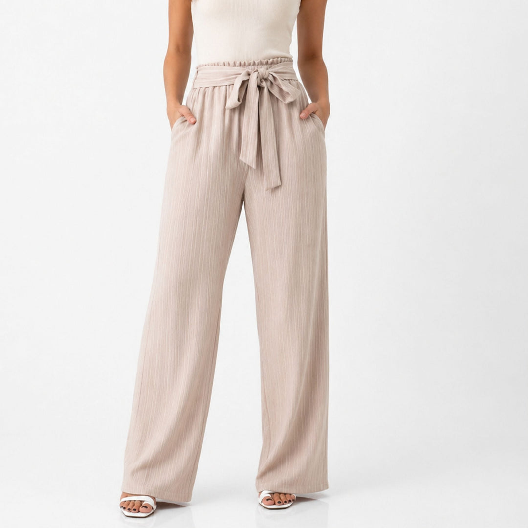 Bella | Tie Detail Elastic Trousers – Relaxed Elegant Style