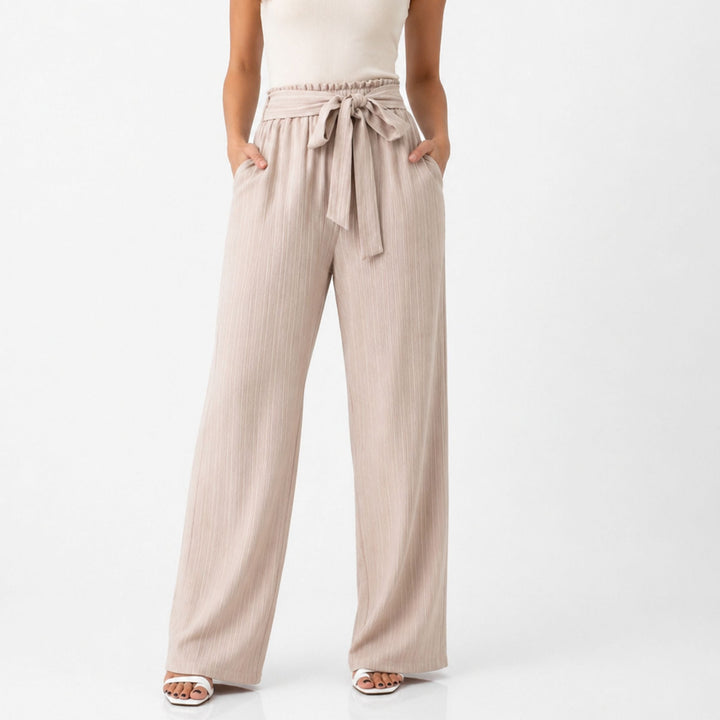 Bella | Tie Detail Elastic Trousers – Relaxed Elegant Style