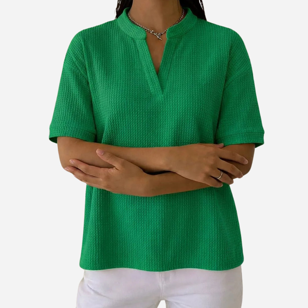 Juliette | Waffle Knit Short Sleeve T-Shirt – Casual Comfort Style