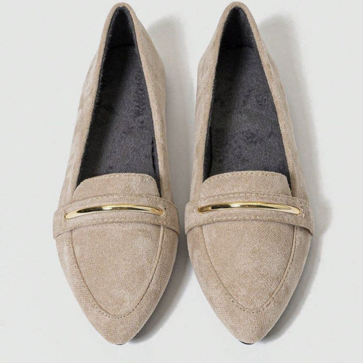 Isabella | Point Toe Metal Detail Loafers – Modern Flat Style