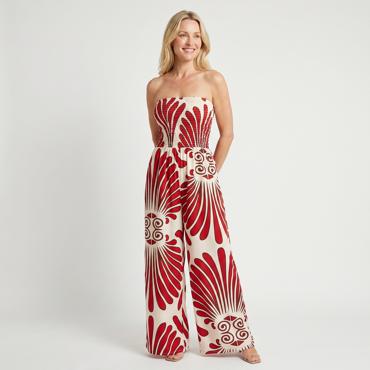 Amelia | Summer Jumpsuit with Floral Design and Elasticated Bodice