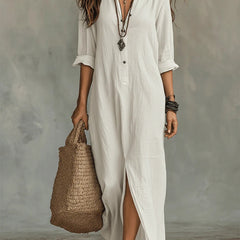 Veronica relaxed button-front maxi dress in white