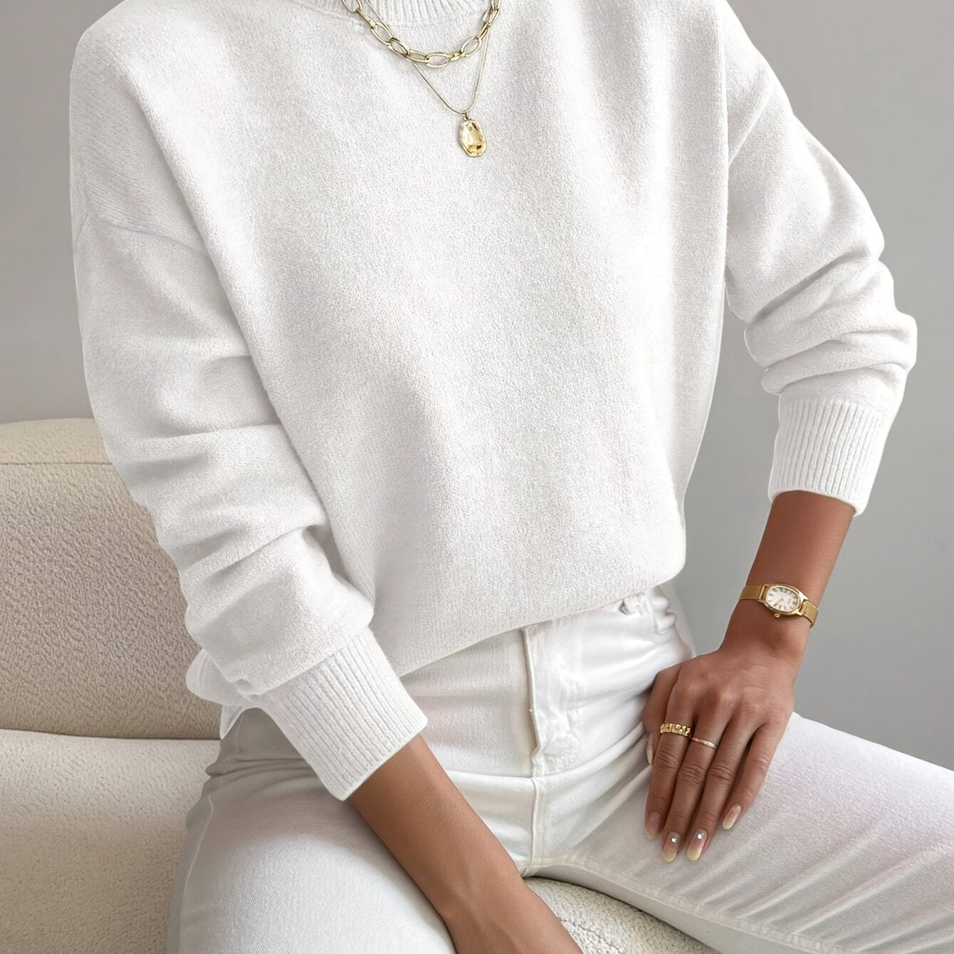 Rosalie | Mock Neck Drop-Shoulder Pullover