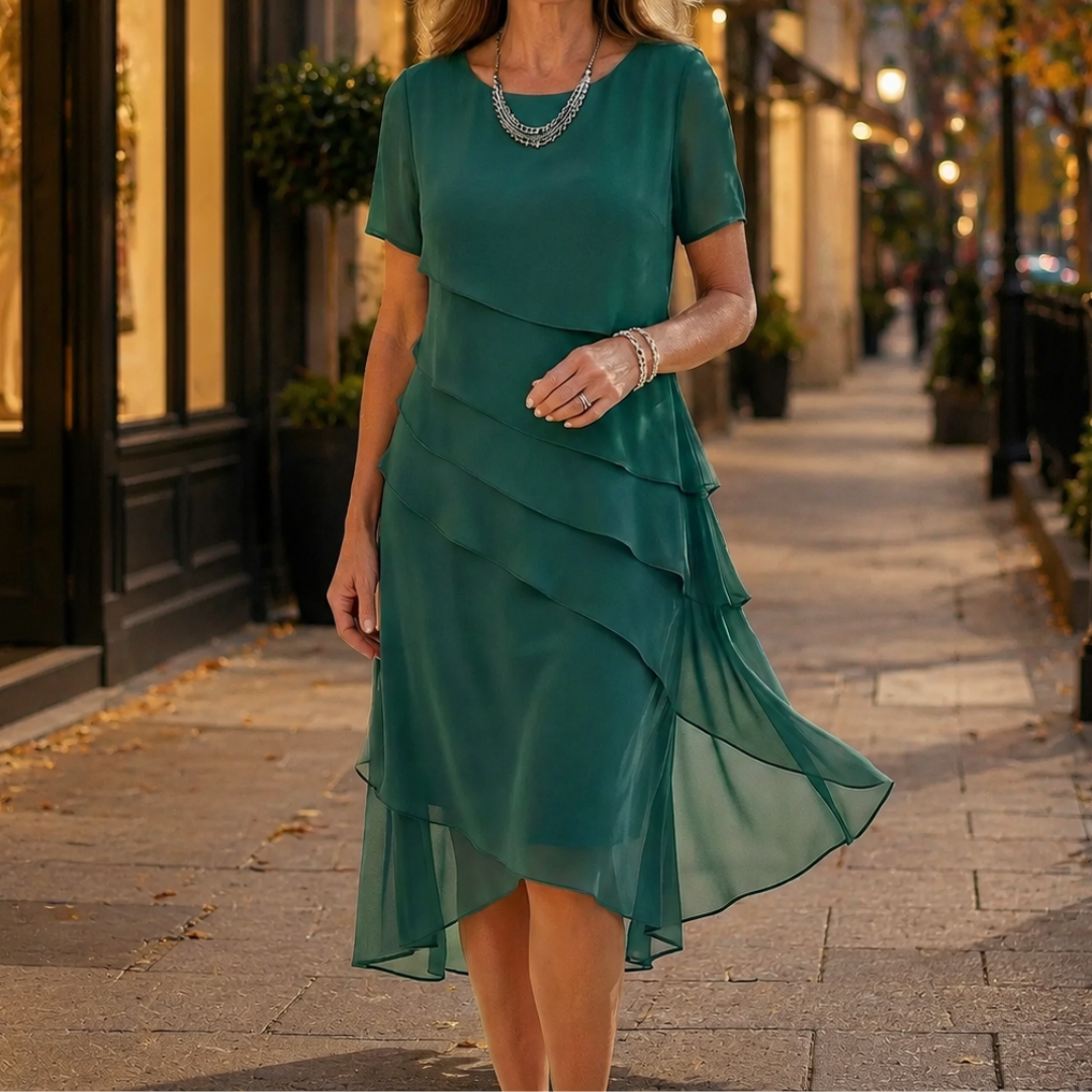 Nina - Tiered Chiffon Midi Dress