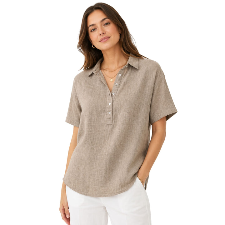 Sara | Timeless Linen Blouse - Natural Everyday Elegance