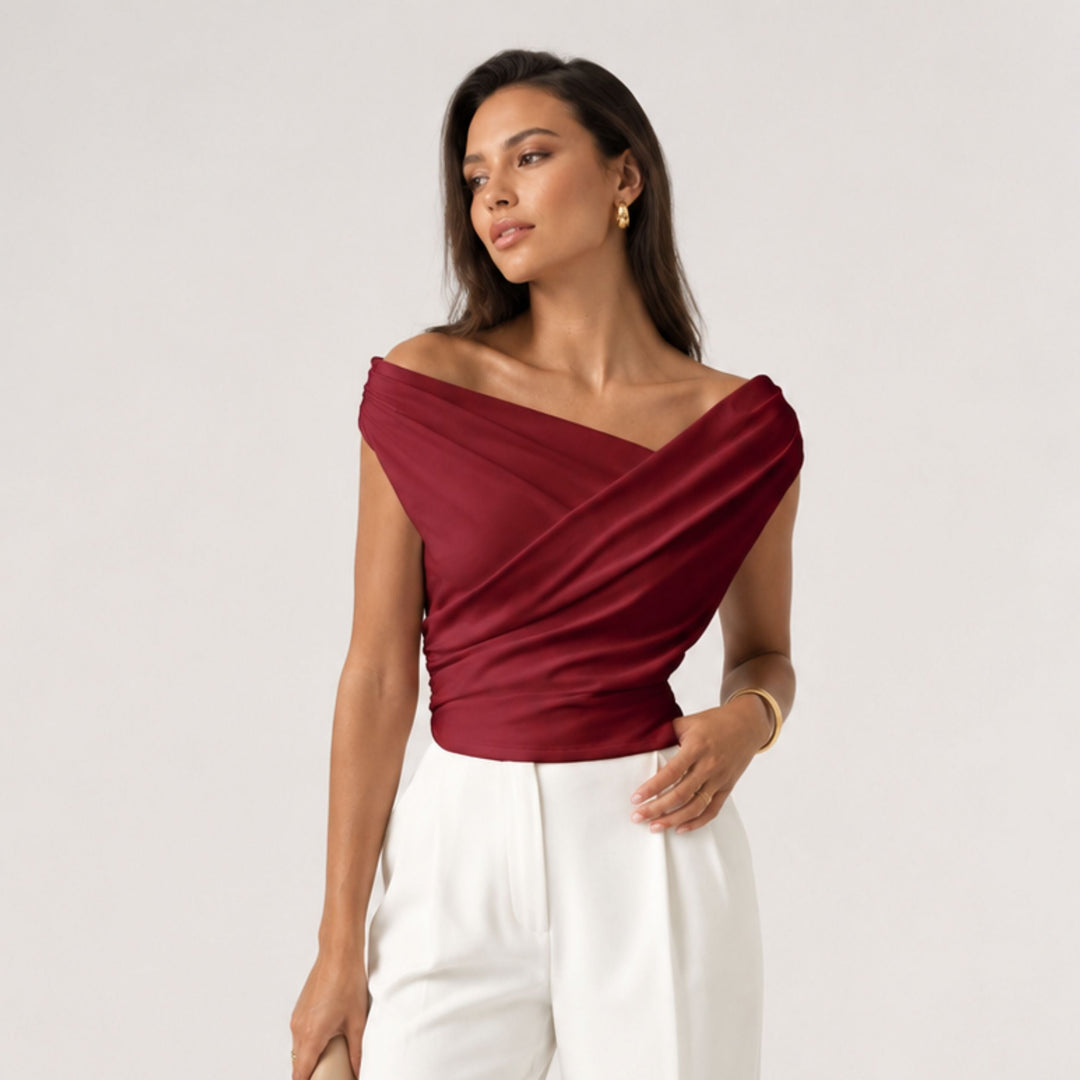 Sofia | Elegant Shoulder Top Blouse - Draped Refined Style