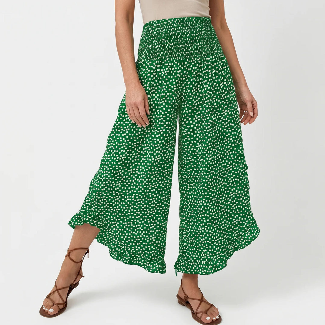 Lily | Flowy Dot Print Wide-Leg Trousers - Summer Comfort Style