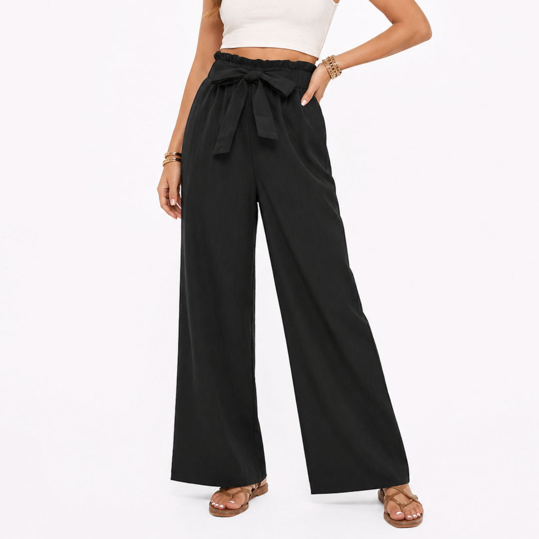 Bella | Tie Detail Elastic Trousers – Relaxed Elegant Style