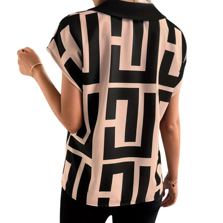 Maya | Geometric V-Neck Blouse