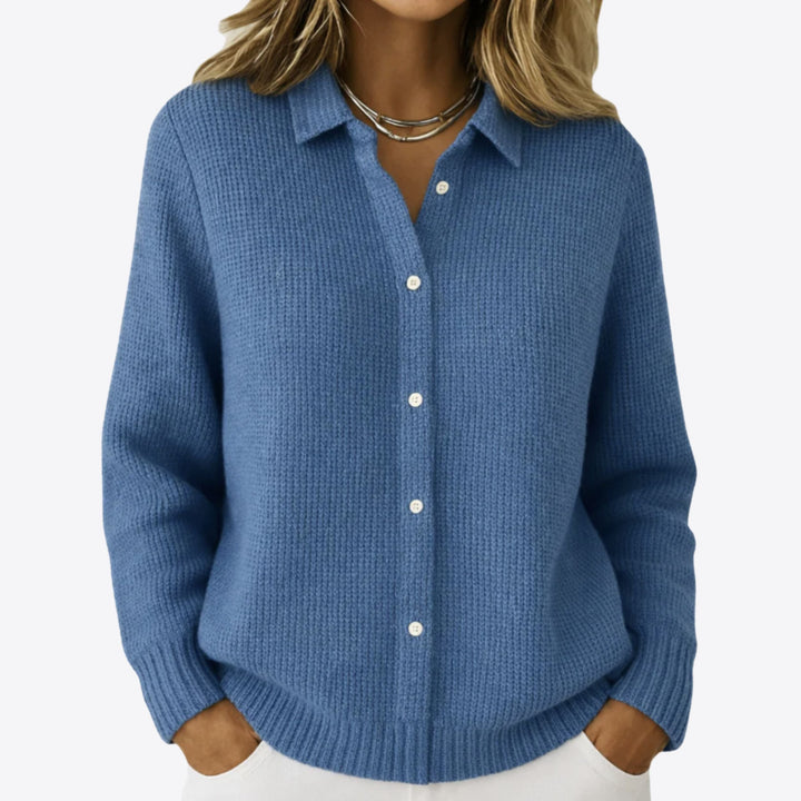 Helena | Button-Up Knit Cardigan – Lapel Collar Soft Layer