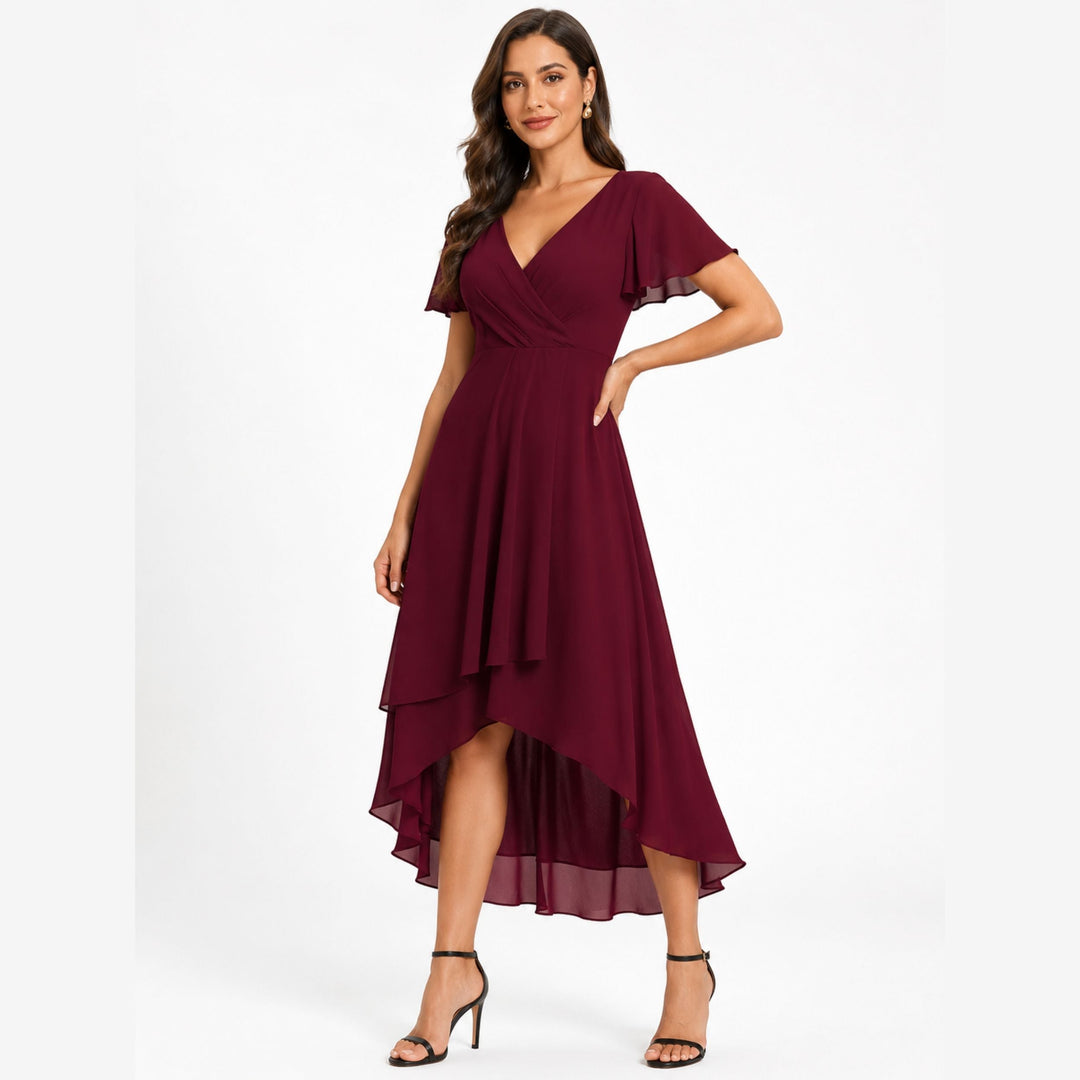 Aria | V-Neck Wrap Midi Dress – Elegant Everyday Style