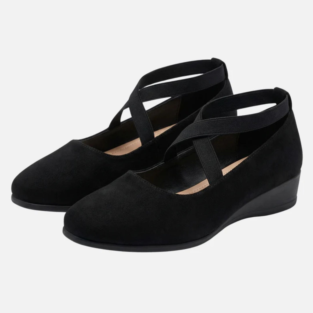 Lucy | Faux Suede Wedge Ballerinas – Elegant Strap Style
