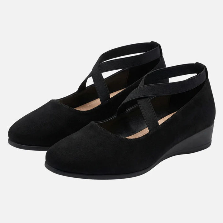 Lucy | Faux Suede Wedge Ballerinas – Elegant Strap Style