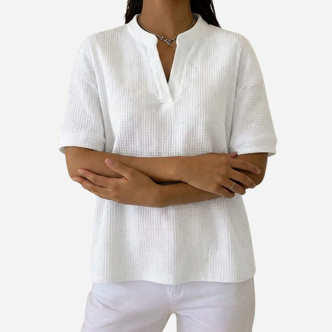 Juliette | Waffle Knit Short Sleeve T-Shirt – Casual Comfort Style