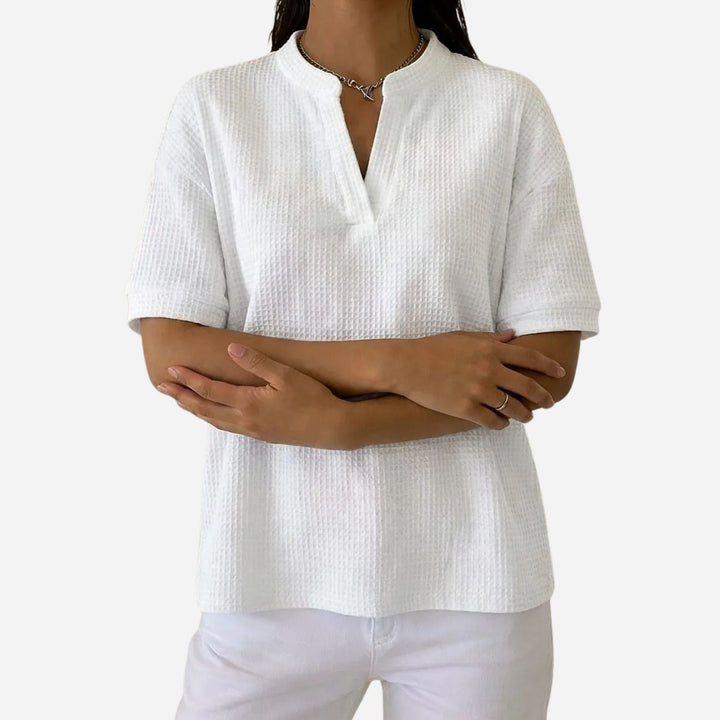 Juliette | Waffle Knit Short Sleeve T-Shirt – Casual Comfort Style