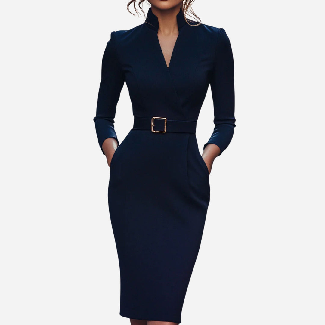 Gabriella | Belted Sheath Dress – Elegant Structured Style
