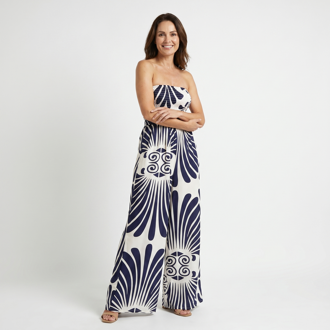 Amelia | Summer Jumpsuit with Floral Design and Elasticated Bodice