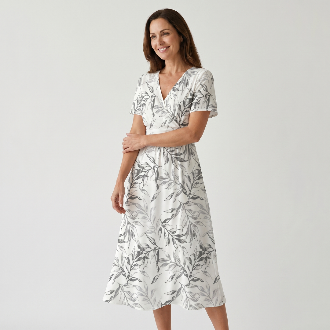 Ariana | Midi Dress with V Neckline and Floral Print