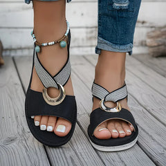 Luna supportive cross-strap sandals in black
