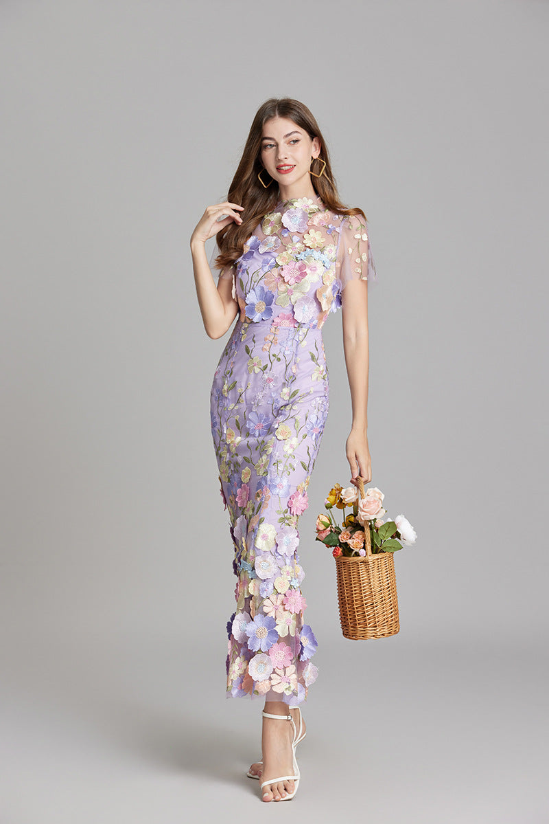 Marlowe | Tulle Floral Evening Dress with 3D Appliques