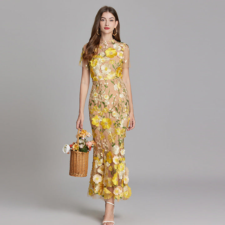 Marlowe | Tulle Floral Evening Dress with 3D Appliques
