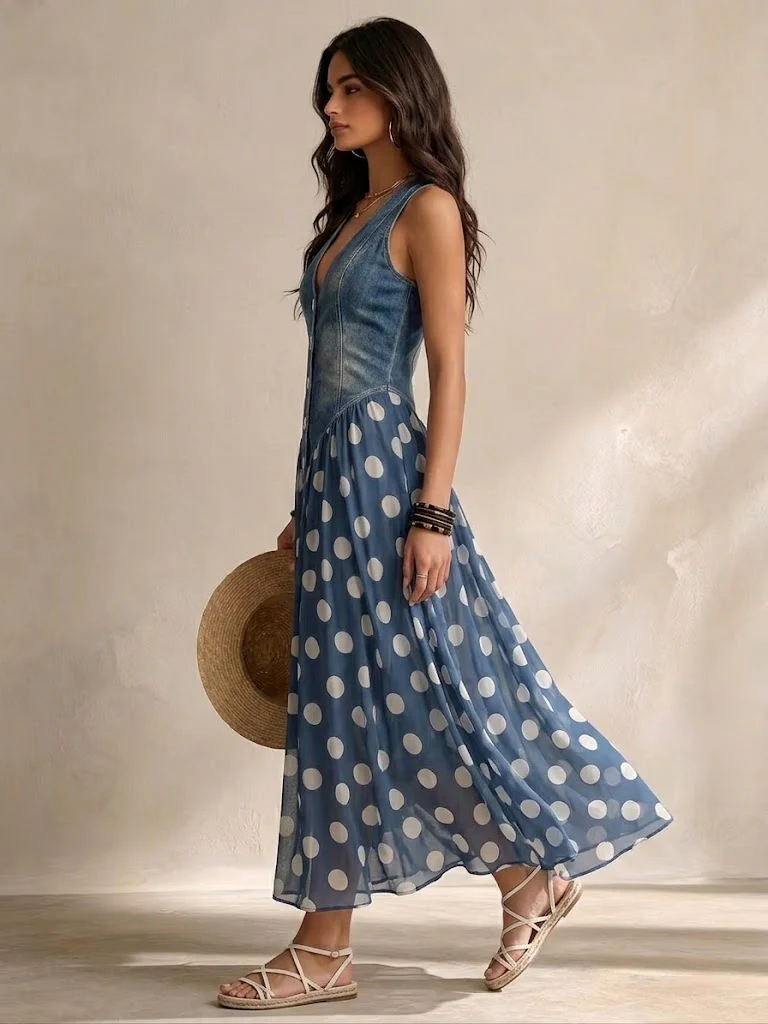 Pandora - Sleeveless V Neck Midi Dress