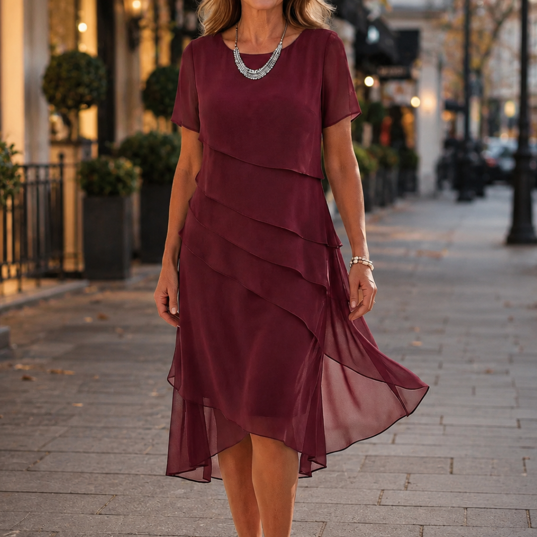 Nina - Tiered Chiffon Midi Dress