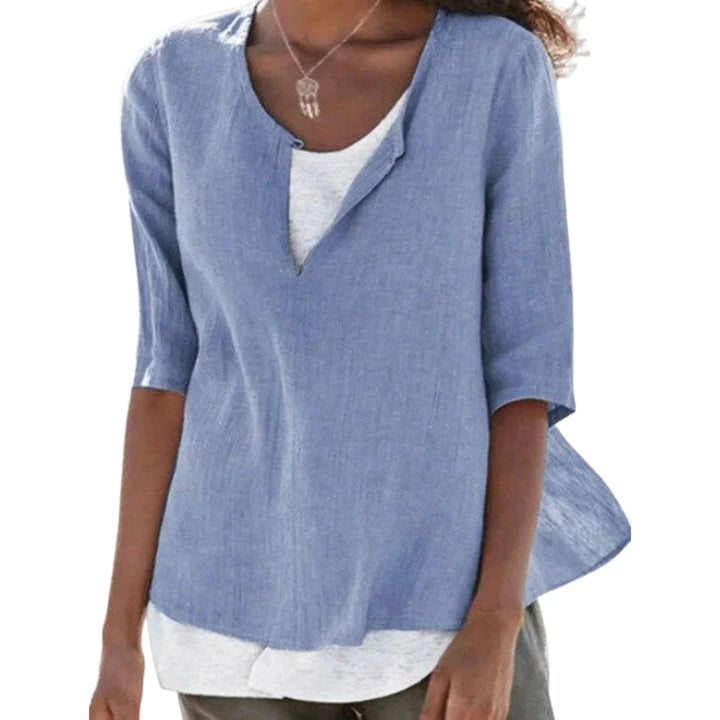 Ava | Linen-Blend Layered Blouse - Airy Elegant Style