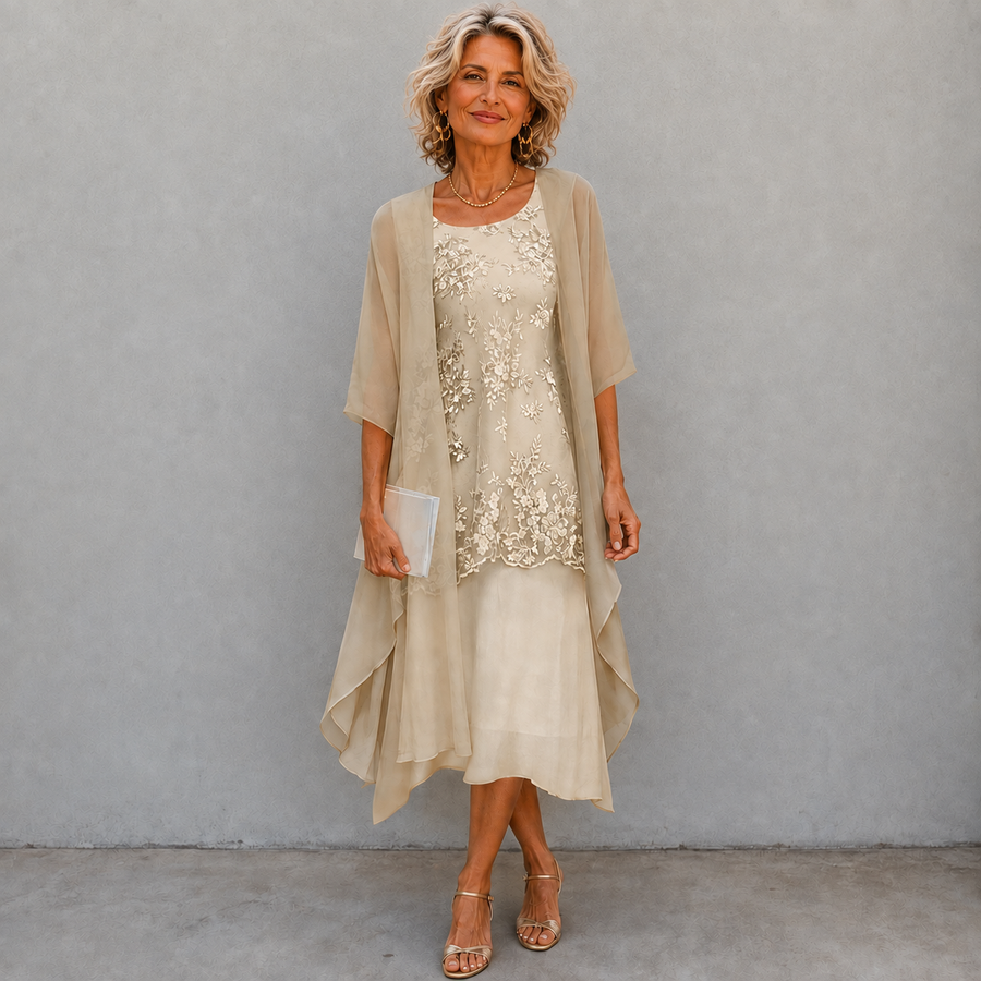 Lumi chiffon two-piece dress by Cévora London