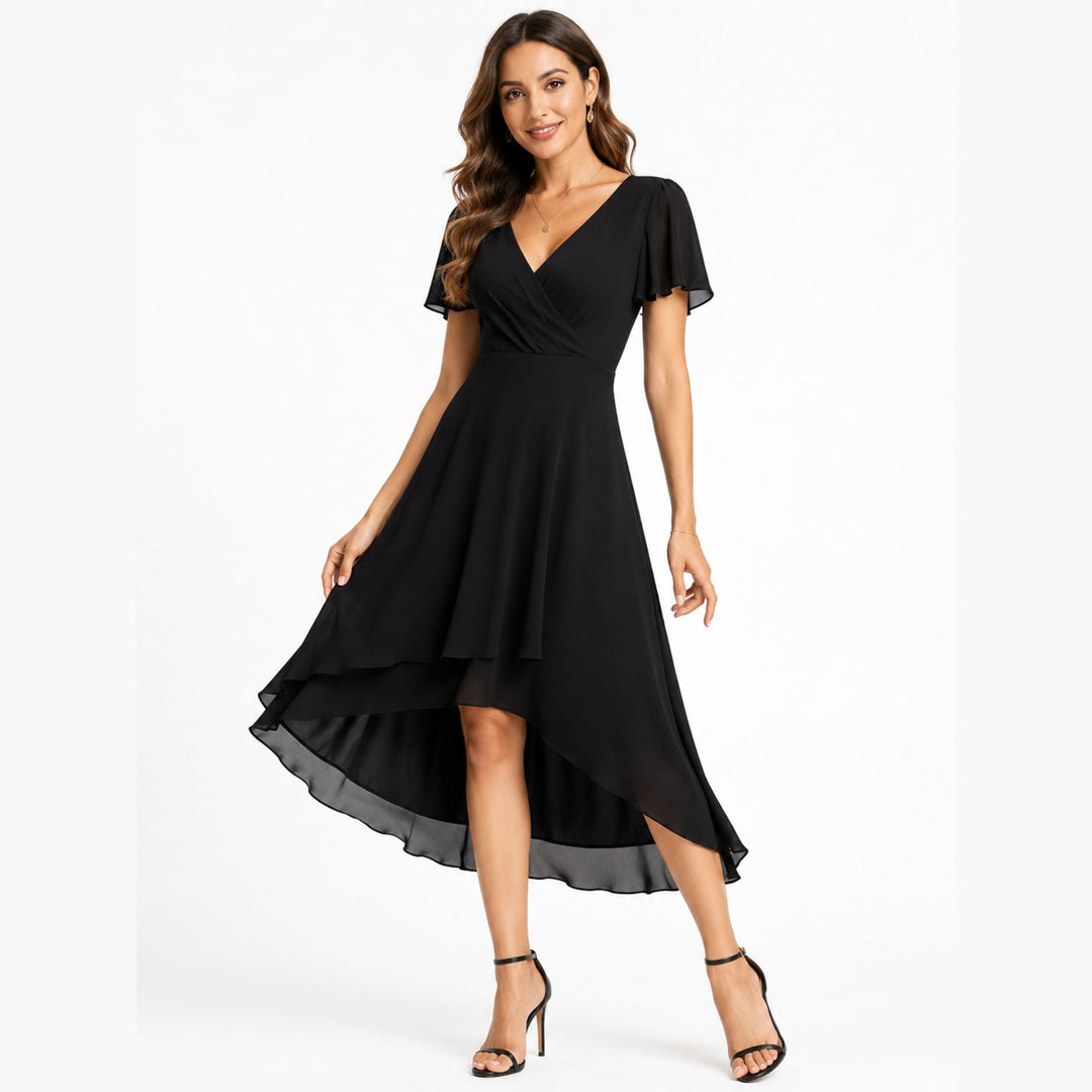 Aria | V-Neck Wrap Midi Dress – Elegant Everyday Style