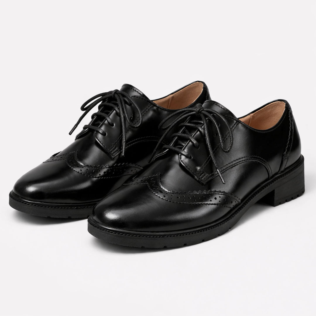 Adeline | British Carved Lace-Up Oxford Shoes