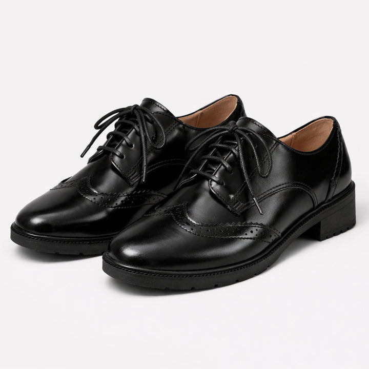 Adeline | British Carved Lace-Up Oxford Shoes