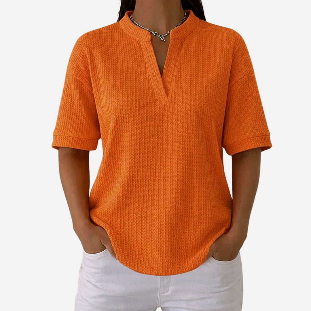 Juliette | Waffle Knit Short Sleeve T-Shirt – Casual Comfort Style