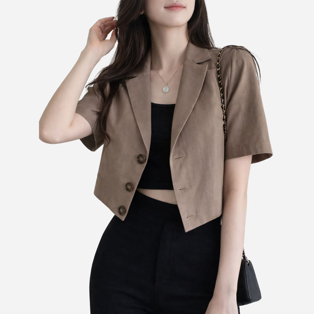 Camille | Cotton Linen Short Sleeve Top – Casual Summer Style