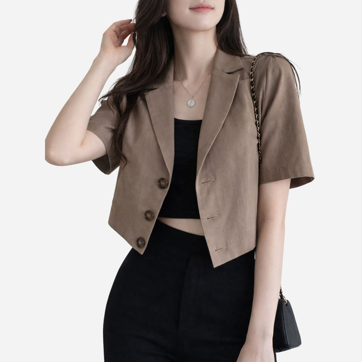 Camille | Cotton Linen Short Sleeve Top – Casual Summer Style