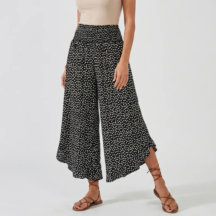 Lily | Flowy Dot Print Wide-Leg Trousers - Summer Comfort Style