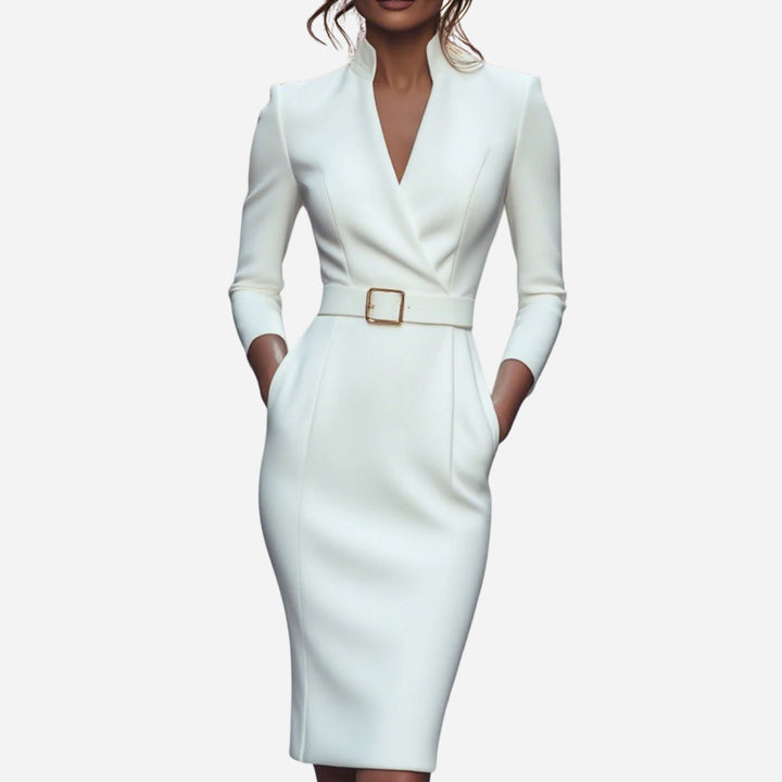 Gabriella | Belted Sheath Dress – Elegant Structured Style