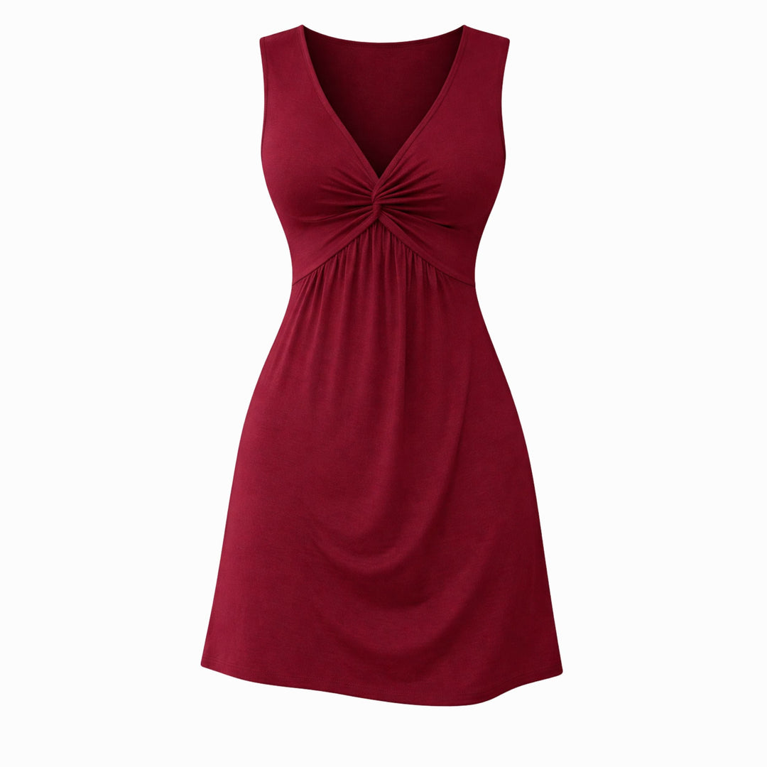 Marina | Twist Pattern Sleeveless Short Dress – Casual Summer Style